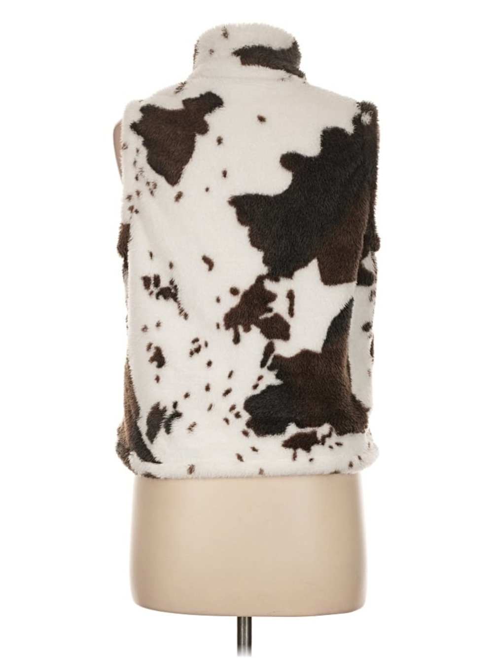 Cozy Faux-Fur Cow Print Vest – Size Medium - Picture 3 of 6